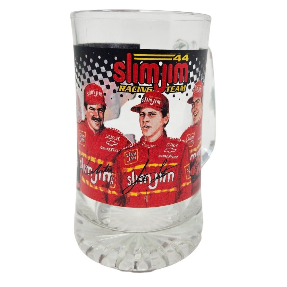Vtg 1999 Nascar Glass Collectors Mug Busch Series Slim Jim 44 Racing Team